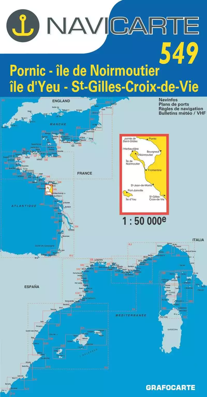 Carte marine Navicarte N° 551 Ile de Ré La Rochelle