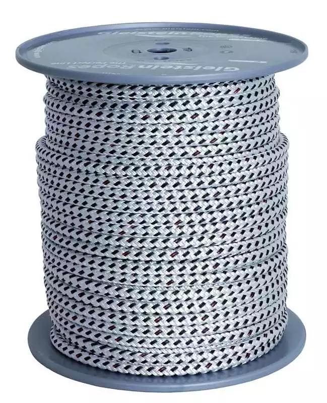 Cordage double tresse Bobine 100M Blanc/Noir Diamètre 12mm 12 fuseaux