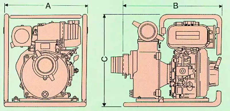Motopompe diesel YANMAR Débit 600 L/mn diamètre sortie 75 mm