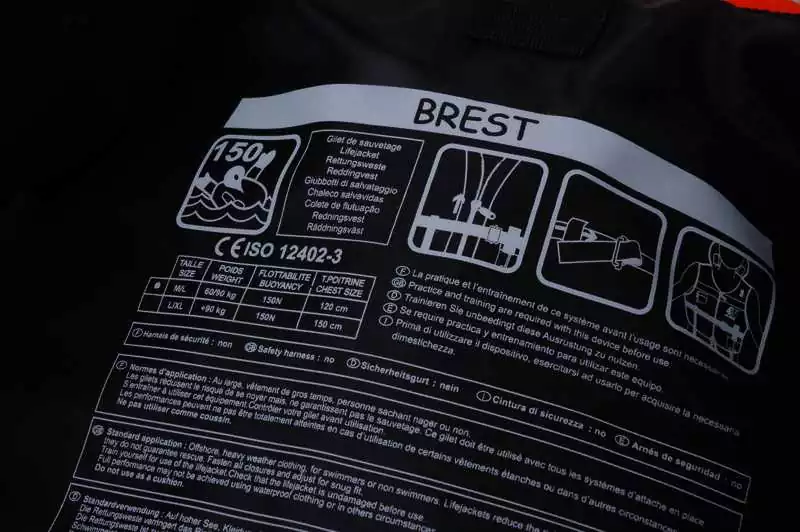Gilet Brest 150N 60 à 90kg plaisance et professionnelle