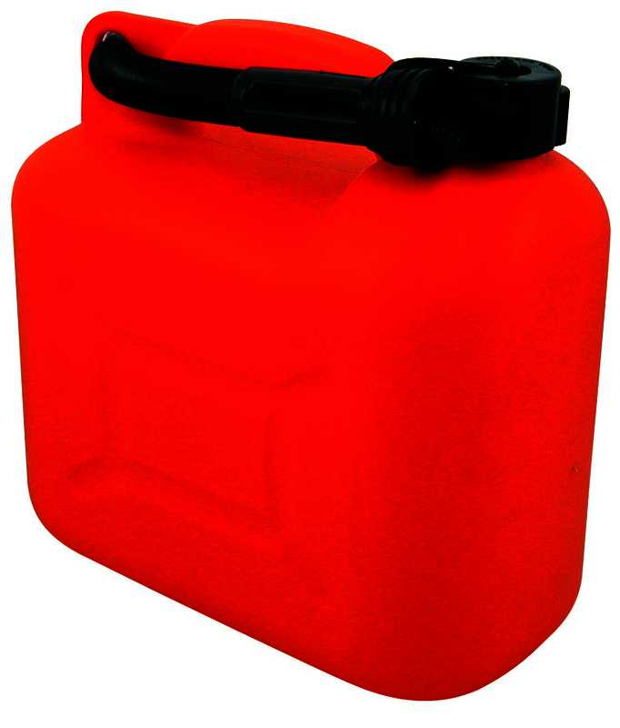 Jerrycan 10 Litres à hydrocarbure rouge en plastique rigide avec bec verseur souple
