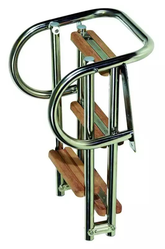 Echelle inox bois 4 marches pour plateforme