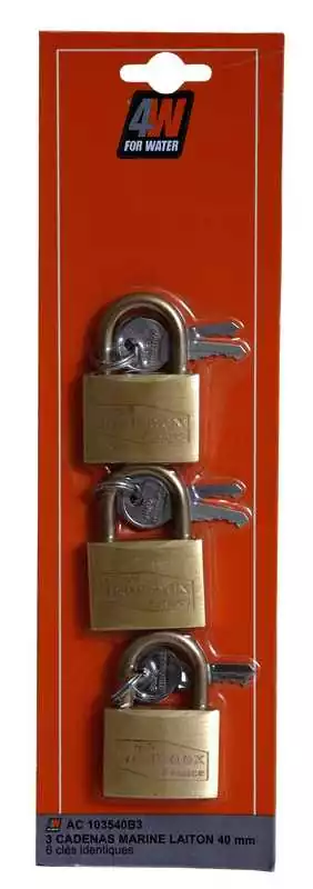 Cadenas marin en Laiton longueur 40mm diamètre anse 6mm - Lot de 3