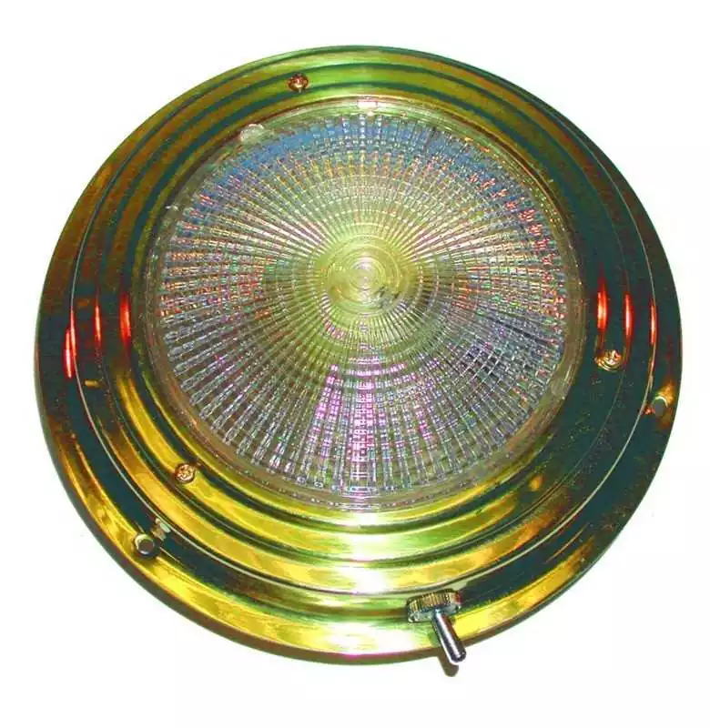 Plafonnier laiton 12V 20W diamètre extérieur 140 mm diamètre verre 102 mm