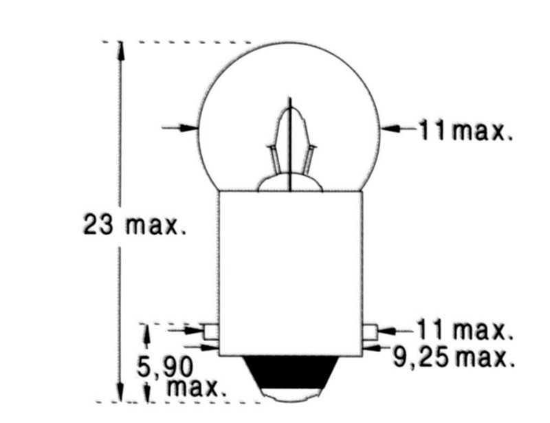 2 Ampoules sphériques 12V 2.2W Culot Dimensions BA 9s 