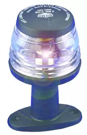 Feu fixe blanc 360 degrés sur arceau ou sur pont Hauteur 110 mm 12V 10 W Feu fixe blanc 360 degrés sur arceau ou sur pont Hauteur 110 mm 12V 10 W