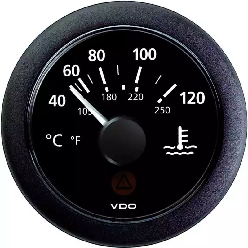 Thermomètre eau VDO ViewLine noir 40-120°C Ø52 mm 12/24 V