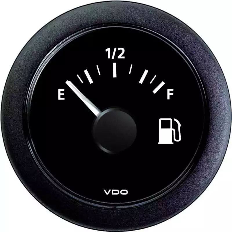 Indicateur de carburant 52mm 8-32V 0-1/1 fond noir 3-180 Ohms