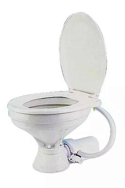 WC électrique Compact 12V dimensions 350 x 430 x 350mm tuyau sortie de 25 à 38mm