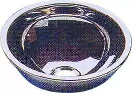 Lavabo rond en inox poli diamètre 293 mm avec bonde pour tuyau diamètre 25 mm Lavabo rond en inox poli diamètre 293 mm avec bonde pour tuyau diamètre 25 mm