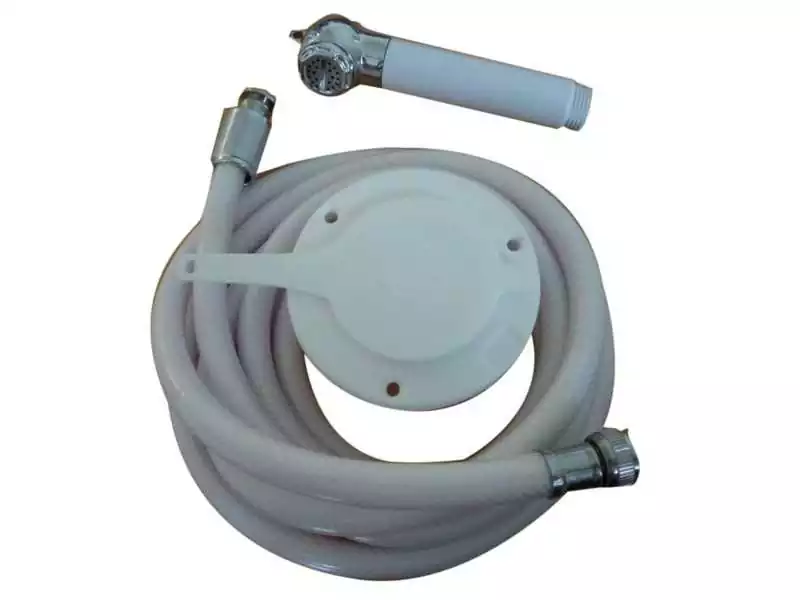 Douchette Blanche chrome encastré dans boîte ABS blanc Flexible 3 m