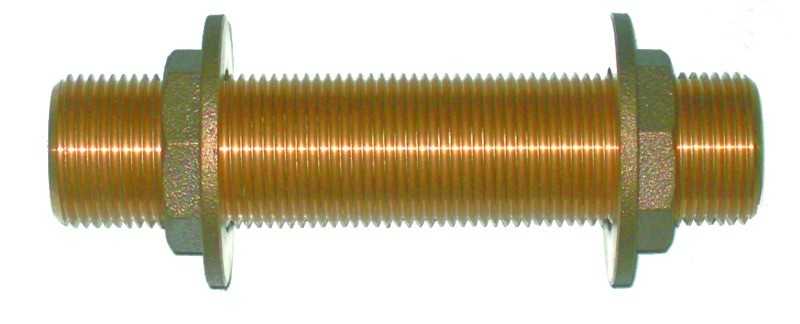 Passe cloison en bronze diamètre 10mm Longueur 100 mm