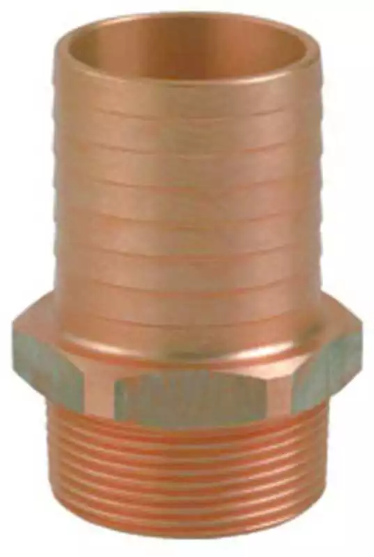 Raccord bronze Male Male cannelé et fileté 1/2" diamètre 16mm
