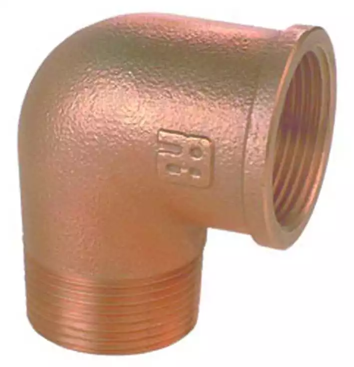Raccord coudé 90 degrés bronze 1/2" Male Femelle 15/15 mm
