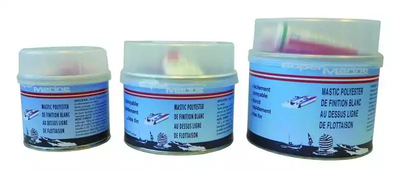 Mastic polyester 250G Mastic blanc très fin Utilisation au-dessus de flottaison Mastic polyester 250G Mastic blanc très fin Utilisation au-dessus de flottaison