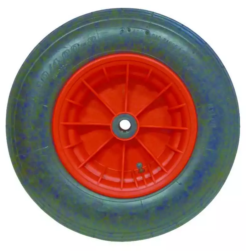 Roue complète diamètre 400 x 8, 2 plis lignés roulement diamètre 25mm Roue complète diamètre 400 x 8, 2 plis lignés roulement diamètre 25mm