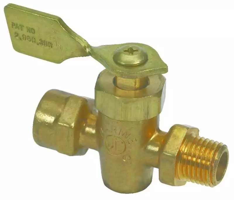 Robinet arrêt d'essence 2 voies laiton filetage 1 mâle et 1 femelle 1/4 pouces NPT