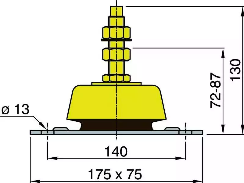Silent bloc 100kg pour moteurs d'une puissance entre 30 et 125 KW