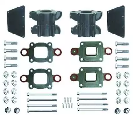 Kit de 2 réhausses 6" Mercruiser pour collecteurs Mercruiser coude cent. nouveau modèle GM V6 et V8