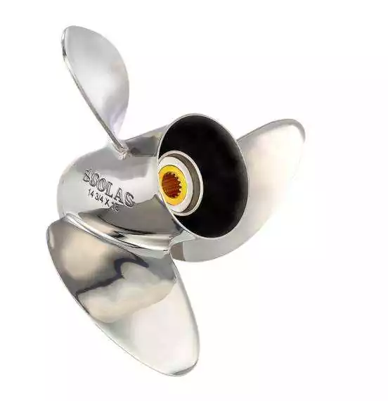 Hélice SOLAS 135cv et plus 3 pâles diam 14-3/4X16 rotation R Honda Mercury échappement par hélice 15 cannelures