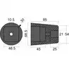 Anode embout d'arbre conique avec carré diamètre 68mm