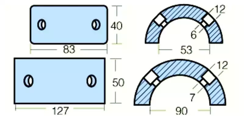 Anode zinc collier Gori Shaft 3 pales diamètre 83/53mm hauteur 40mm