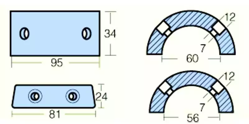 Anode zinc collier Gori Shaft 3 pales diamètre 127/90mm hauteur 50mm