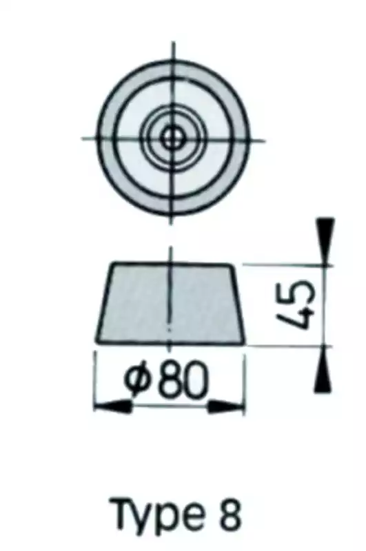 Anode alu type 8 Vetus diamètre 80mm 400g
