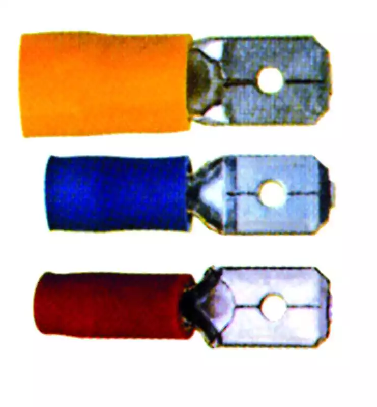 100 Fiches mâle languette Rouge 6,3X0,8 section câble 0,5-1,5mm²