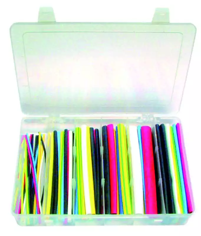 Coffret gaines thermo-rétractables noires et couleurs diamètre rétreint de 2.4 à 25.4mm