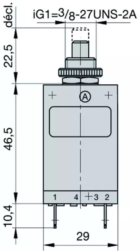 Disjoncteur thermique unipolaire à poussoir 20A Connexions fiches plates