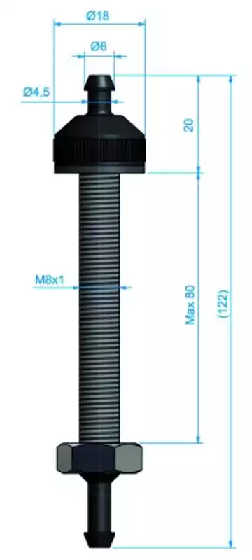 Raccord passe-pont 80mm diamètre perçage 8mm