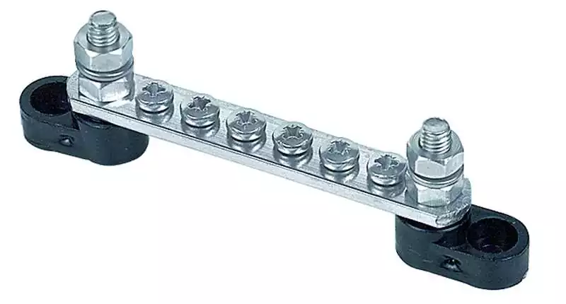 Barrette de raccordement 100A en laiton étamé 2 entrées 6mm et 12 sorties 4mm