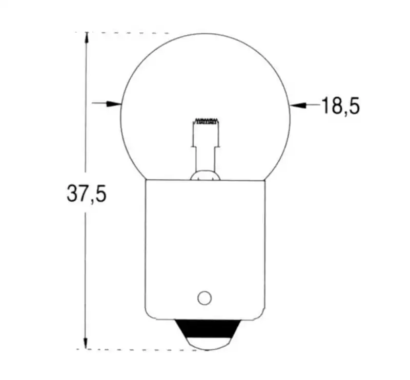 2 Ampoules sphériques 12V 5W Culot Dimensions BA 15s
