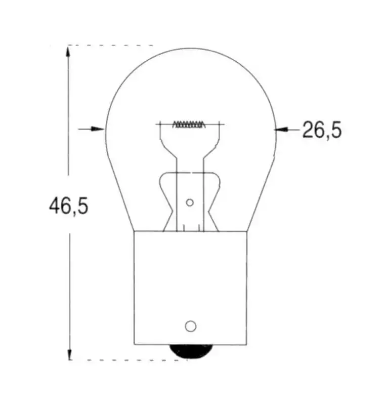 2 Ampoules poirettes 12V 20W Culot Dimensions BA 15s 