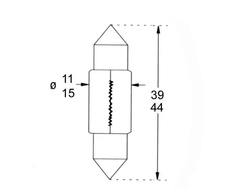 2 navettes 24V 10W Dimensions 11X44mm