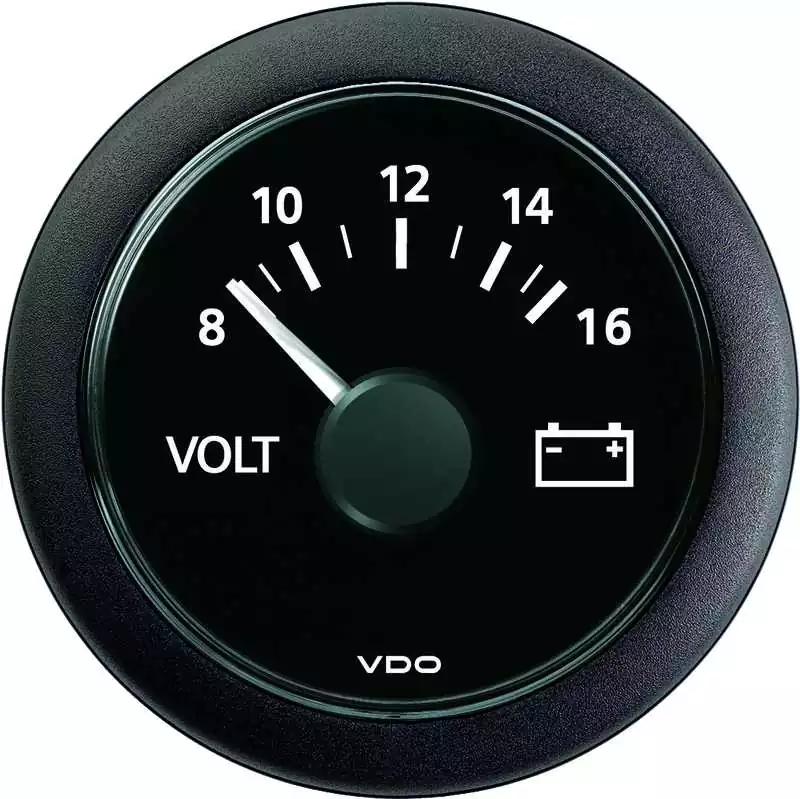 Voltmètre VDO ViewLine noir 8-16 V Ø52 mm pour réseau 12 V