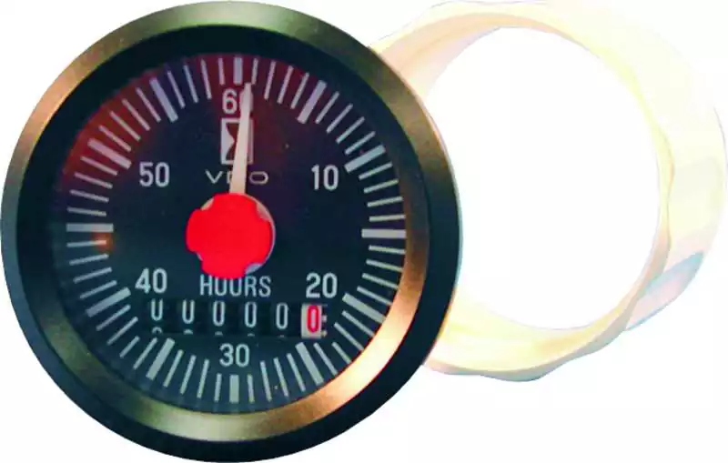 Horamètre 12V à aiguille électronique diamètre 52 mm fond noir