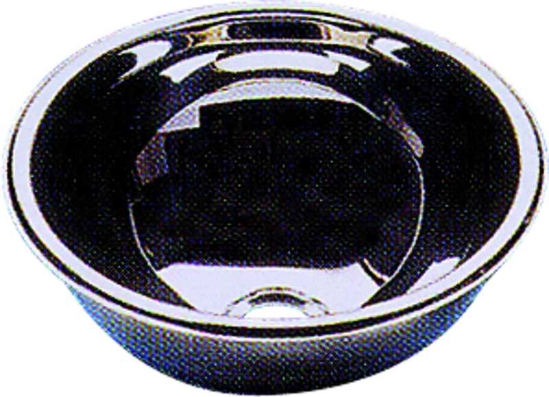 Lavabo rond en inox poli diamètre 335 mm avec bonde pour tuyau diamètre 25 mm