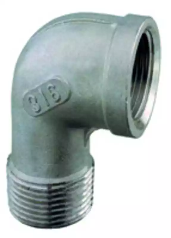 Raccord coudé inox 90 degrés 1"1/2 Male Femelle 40/40 mm