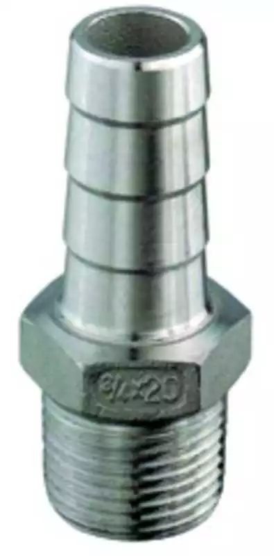 Raccord Inox Male Male cannelé et fileté 1/2" diamètre 20mm