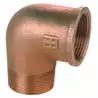 Raccord coudé 90 degrés bronze 1"1/2 Male Femelle 40/40 mm