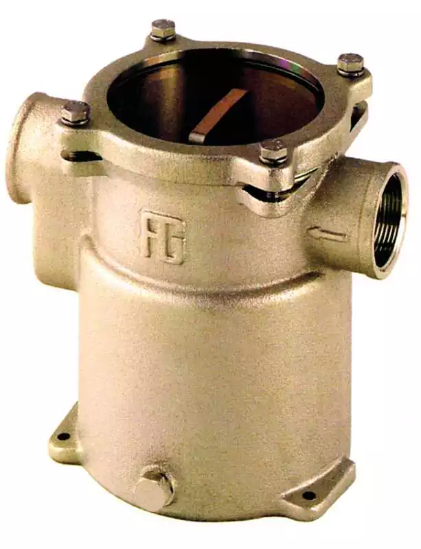 Filtre eau de mer 2" Débit 19900 l/h Corps bronze nickelé couvercle transparent
