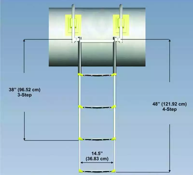 Échelle de bain pour semi-rigides inox 4 marches Boudin 410-450mm