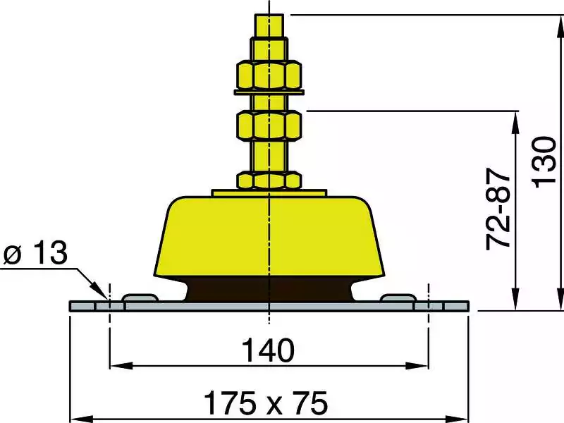 Silent bloc 150kg pour moteurs d'une puissance entre 30 et 125 KW