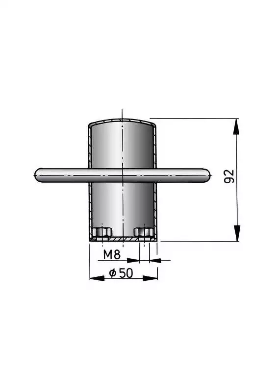 Bitte d'amarrage diamètre 70mm type ACHIL peuvent être soudées 180x130mm Capacité 1150 kgf