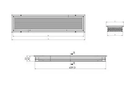 Prise d'aspiration d'air aluminium anodisé poli 300x117mm type ASVREC 20
