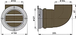Prise d'aspiration d'air en inox 316 rond type 110 encadrement synthétique