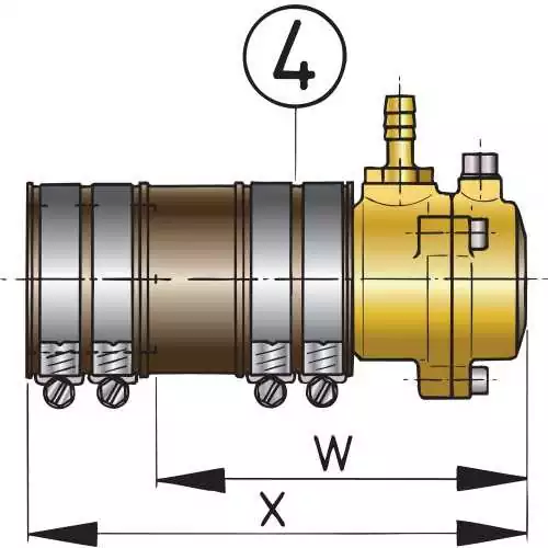 Presse-étoupe souple diamètre 30 mm à double joint à levre Longueur 144 mm