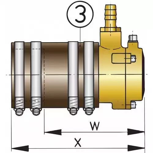 Presse-étoupe souple diamètre 40 mm à double joint à levre longueur 145 mm